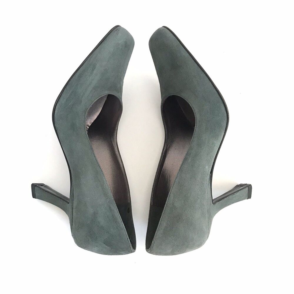 Bruno Magli Women’s Square Toes Suede Pumps Heels Dark Olive Green - Picture 8 of 12